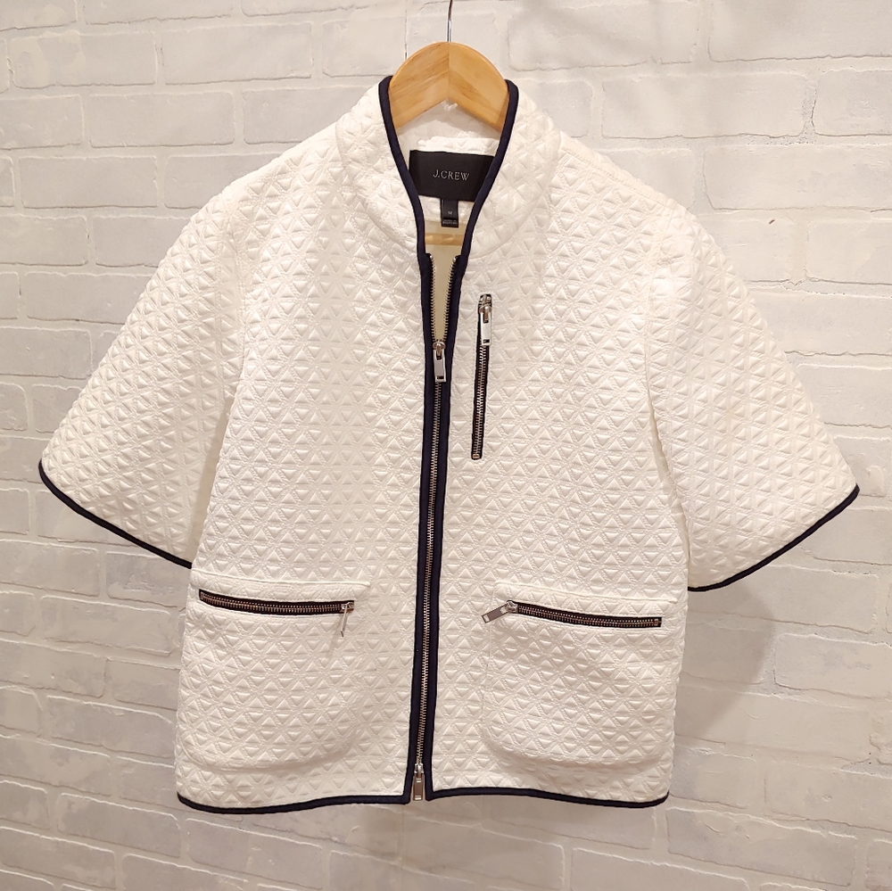 J. Crew White & Navy Jacket SZ Medium